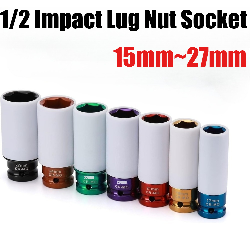 Impact Socket Thin Wall Deep Metric Set - Lug Nut Impact Socket Kit 1/2