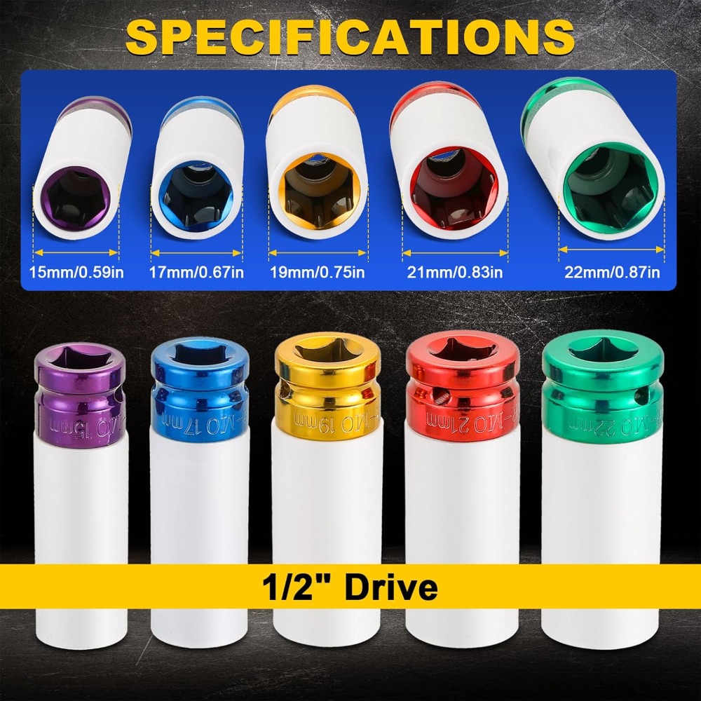 Lug Nut Impact Socket Kit 1/2  - Impact Socket Thin Wall Deep Metric Set review and price