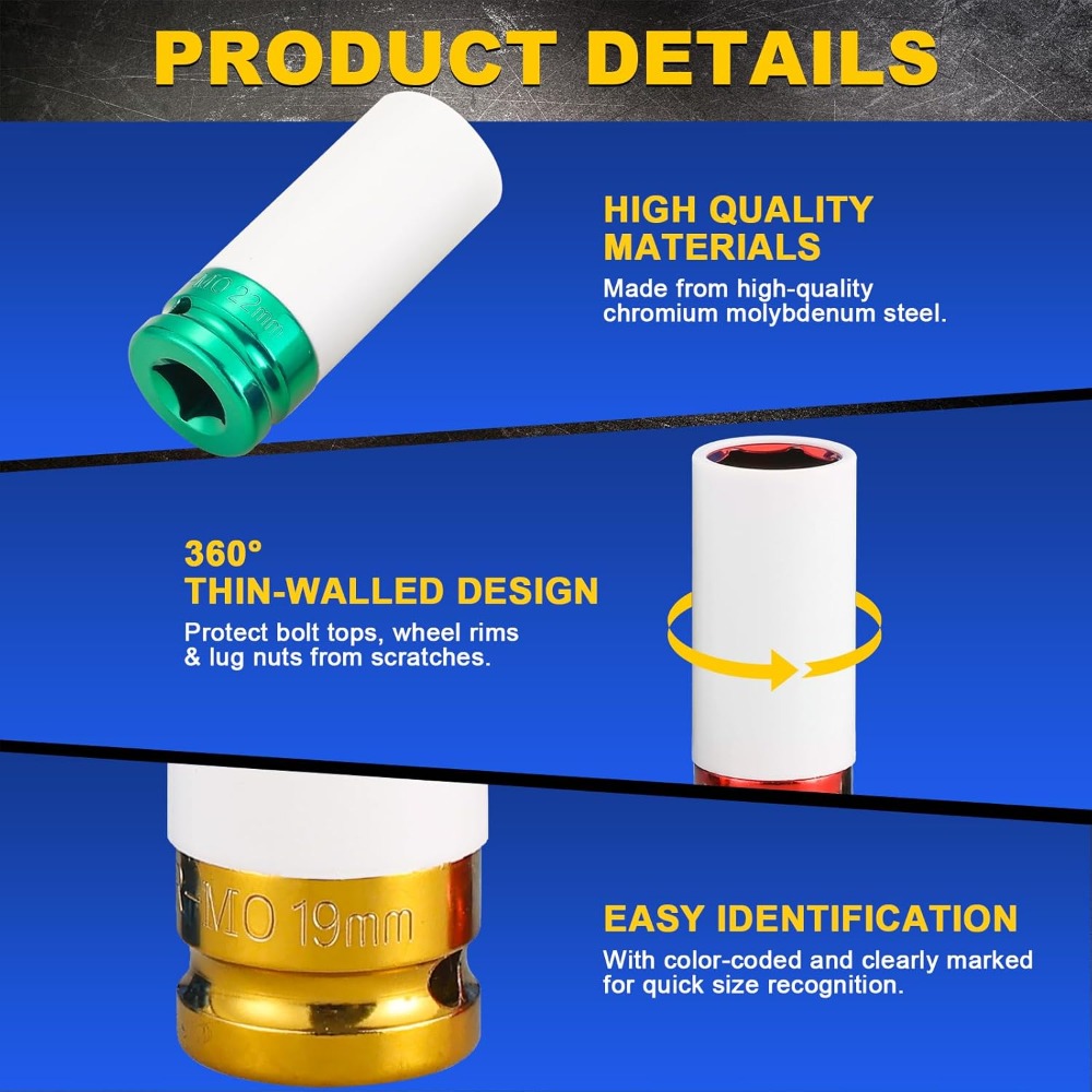 Lug Nut Impact Socket Kit 1/2  - Impact Socket Thin Wall Deep Metric Set review and price